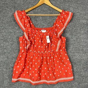 NEW $32 Old Navy‎ Ruffle Embroidered Top Floral Size Large